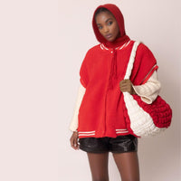 Versatile Handbag | Stylish & Functional Large Red Ivory Quilted Shoulder Bag - Modestly Vogue 