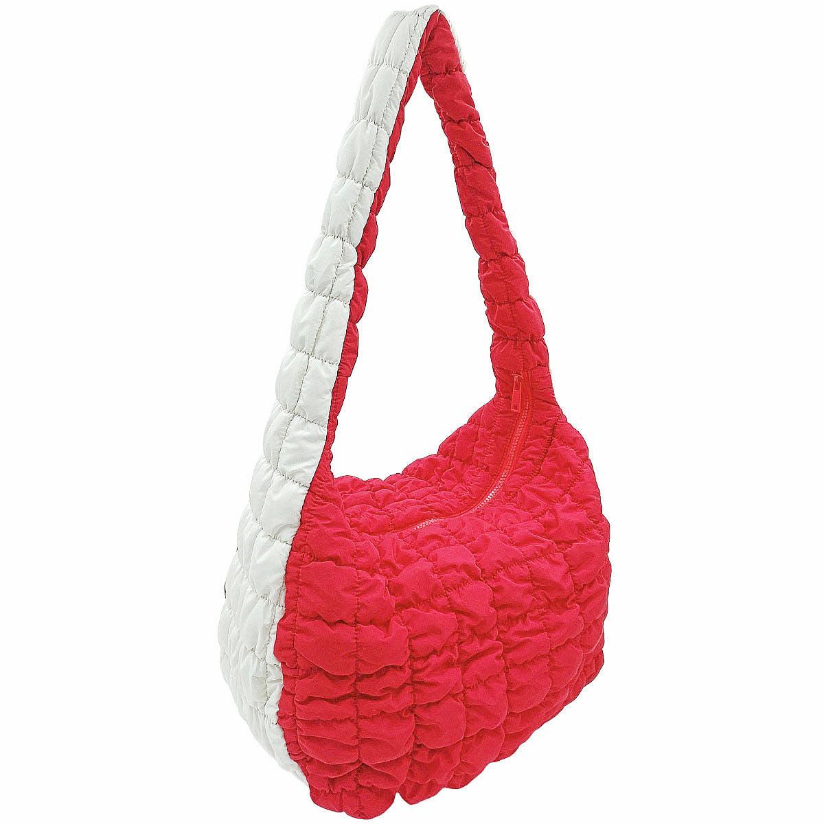 Versatile Handbag | Stylish & Functional Large Red Ivory Quilted Shoulder Bag - Modestly Vogue 