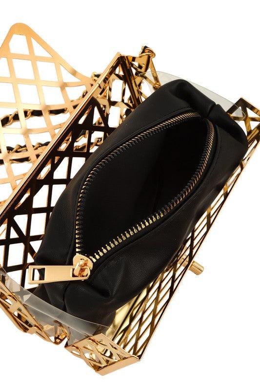 Versatile Handbag | Stylish & Functional Metal Square Chain Crossbody Bag - Modestly Vogue 