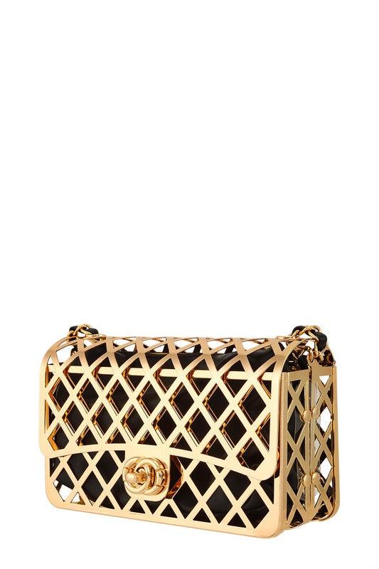 Versatile Handbag | Stylish & Functional Metal Square Chain Crossbody Bag - Modestly Vogue 