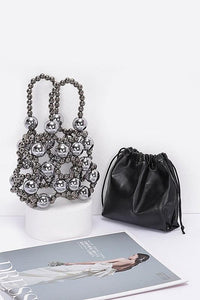 Versatile Handbag | Stylish & Functional Metallic Beaded Petite Party Swing Bag - Modestly Vogue 