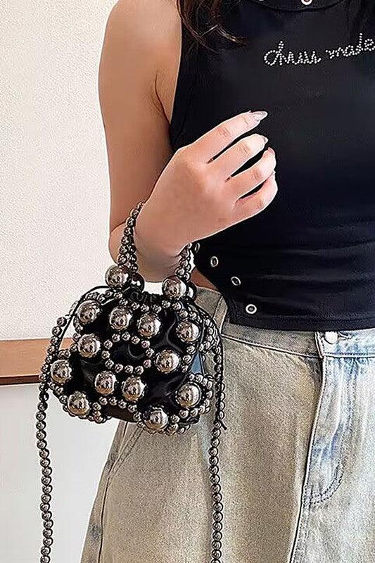 Versatile Handbag | Stylish & Functional Metallic Beaded Petite Party Swing Bag - Modestly Vogue 