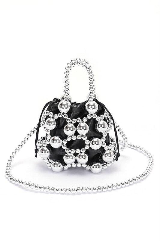 Versatile Handbag | Stylish & Functional Metallic Beaded Petite Party Swing Bag - Modestly Vogue 