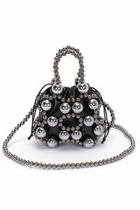 Versatile Handbag | Stylish & Functional Metallic Beaded Petite Party Swing Bag - Modestly Vogue 