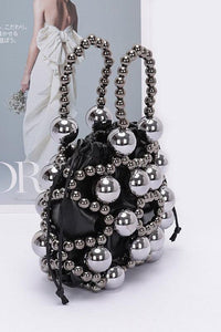 Versatile Handbag | Stylish & Functional Metallic Beaded Petite Party Swing Bag - Modestly Vogue 