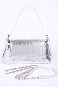 Versatile Handbag | Stylish & Functional Metallic Croc Embossed Shoulder Bag - Modestly Vogue 