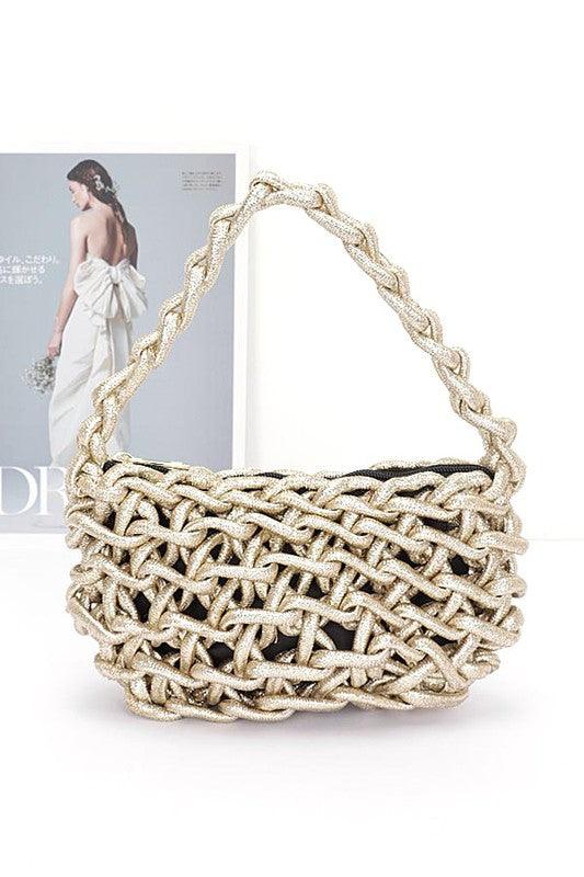 Versatile Handbag | Stylish & Functional Metallic Strings Braided Shoulder Bag - Modestly Vogue 