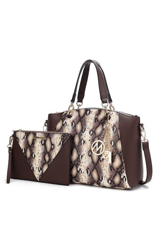 Versatile Handbag | Stylish & Functional MKF Addison Snake Embossed Tote Bag and Wallet Mia - Modestly Vogue 