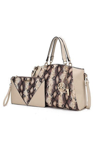 Versatile Handbag | Stylish & Functional MKF Addison Snake Embossed Tote Bag and Wallet Mia - Modestly Vogue 