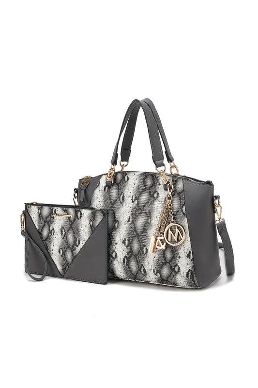 Versatile Handbag | Stylish & Functional MKF Addison Snake Embossed Tote Bag and Wallet Mia - Modestly Vogue 