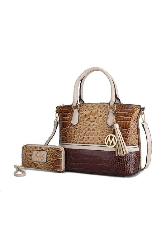 Versatile Handbag | Stylish & Functional MKF Collection Autumn Crocodile Skin Tote Bag Mia - Modestly Vogue 