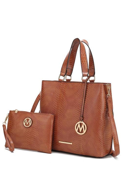 Versatile Handbag | Stylish & Functional MKF Collection Beryl Snake-embossed Tote Bag Mia k - Modestly Vogue 