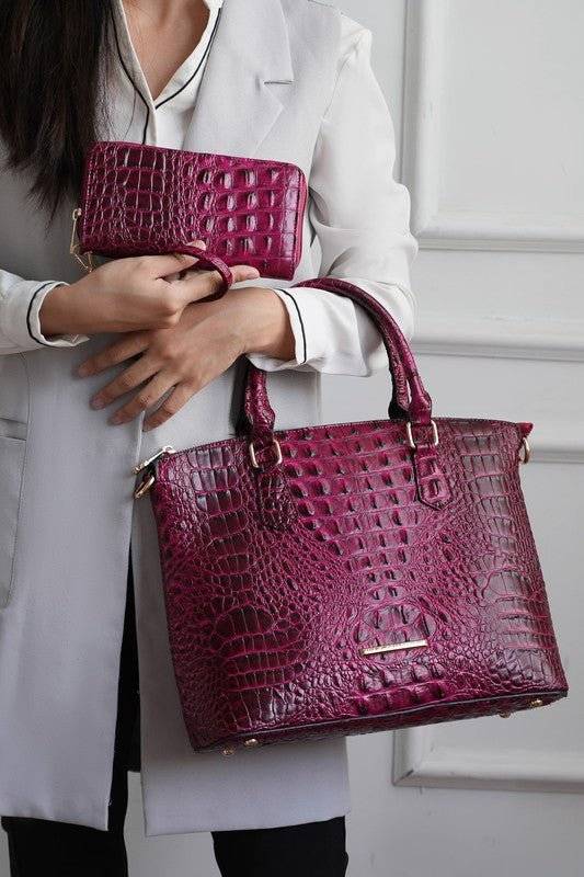 Versatile Handbag | Stylish & Functional MKF Liora Croc Embossed Tote and Set by Mia K - Modestly Vogue 