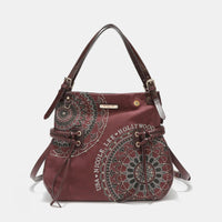 Versatile Handbag | Stylish & Functional Nicole Lee USA Side Braided Tassel Inlaid Rhinestone Embroidery Hobo Bag - Modestly Vogue 