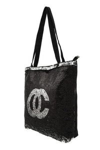 Versatile Handbag | Stylish & Functional OC Lettering Sparkly Sequins Tote bag - Modestly Vogue 