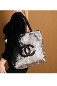 Versatile Handbag | Stylish & Functional OC Lettering Sparkly Sequins Tote bag - Modestly Vogue 