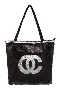 Versatile Handbag | Stylish & Functional OC Lettering Sparkly Sequins Tote bag - Modestly Vogue 