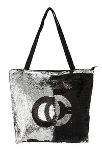 Versatile Handbag | Stylish & Functional OC Lettering Sparkly Sequins Tote bag - Modestly Vogue 