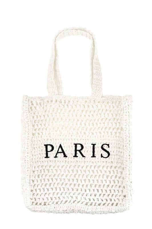 Versatile Handbag | Stylish & Functional PARIS Embroidery Straw Tote Bag - Modestly Vogue 