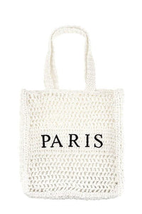 Versatile Handbag | Stylish & Functional PARIS Embroidery Straw Tote Bag - Modestly Vogue 