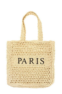 Versatile Handbag | Stylish & Functional PARIS Embroidery Straw Tote Bag - Modestly Vogue 