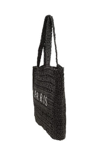 Versatile Handbag | Stylish & Functional PARIS Embroidery Straw Tote Bag - Modestly Vogue 