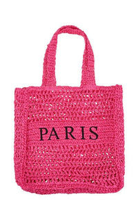 Versatile Handbag | Stylish & Functional PARIS Embroidery Straw Tote Bag - Modestly Vogue 