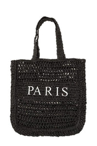 Versatile Handbag | Stylish & Functional PARIS Embroidery Straw Tote Bag - Modestly Vogue 