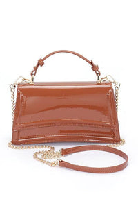 Versatile Handbag | Stylish & Functional Patent Faux Leather Top Handle Crossbody Bag - Modestly Vogue 