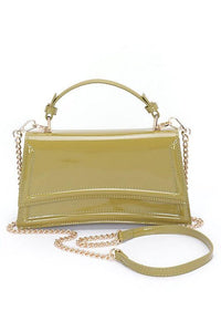 Versatile Handbag | Stylish & Functional Patent Faux Leather Top Handle Crossbody Bag - Modestly Vogue 