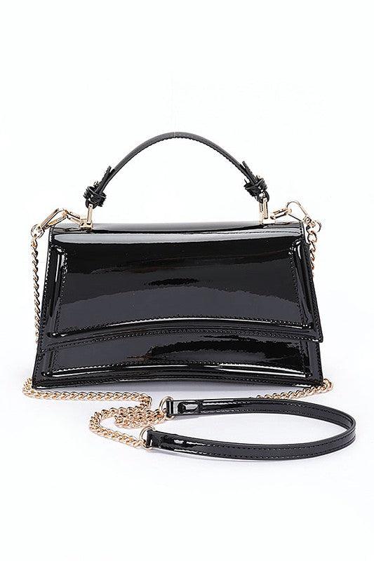 Versatile Handbag | Stylish & Functional Patent Faux Leather Top Handle Crossbody Bag - Modestly Vogue 