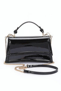 Versatile Handbag | Stylish & Functional Patent Faux Leather Top Handle Crossbody Bag - Modestly Vogue 