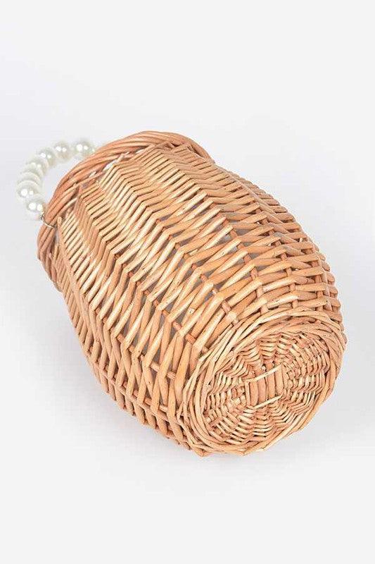 Versatile Handbag | Stylish & Functional Pearl Handle Iconic Bamboo Bucket Clutch Bag - Modestly Vogue 