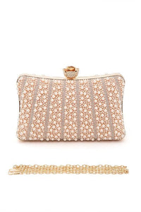 Versatile Handbag | Stylish & Functional Pearl Rhinestone Evening Formal Box Clutch - Modestly Vogue 