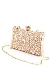 Versatile Handbag | Stylish & Functional Pearl Rhinestone Evening Formal Box Clutch - Modestly Vogue 