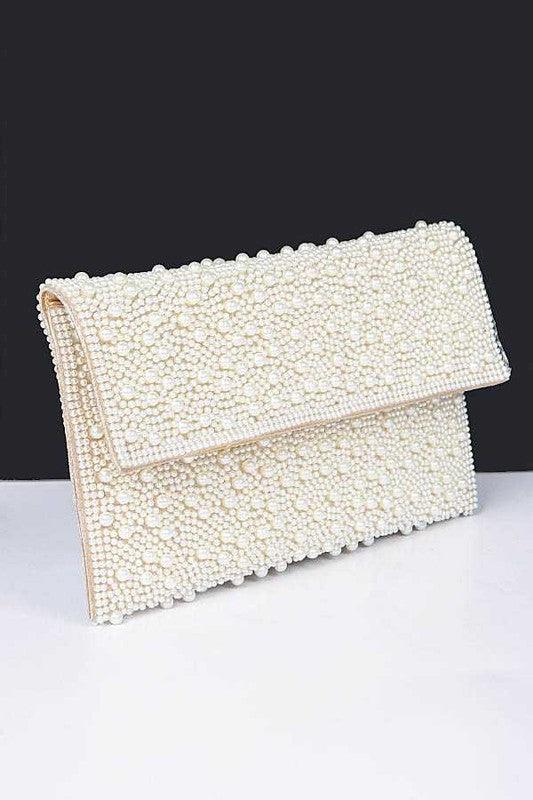 Versatile Handbag | Stylish & Functional Pearl Studded Envelope Clutch Bag - Modestly Vogue 