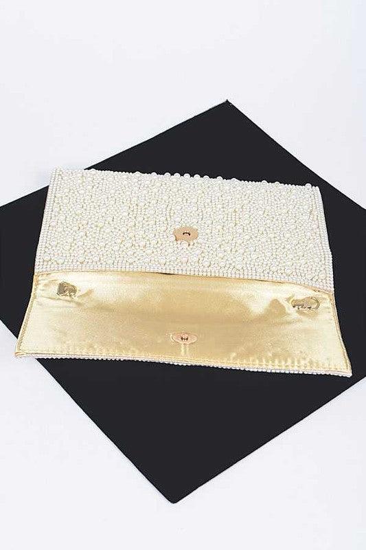 Versatile Handbag | Stylish & Functional Pearl Studded Envelope Clutch Bag - Modestly Vogue 