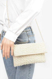 Versatile Handbag | Stylish & Functional Pearl Studded Envelope Clutch Bag - Modestly Vogue 