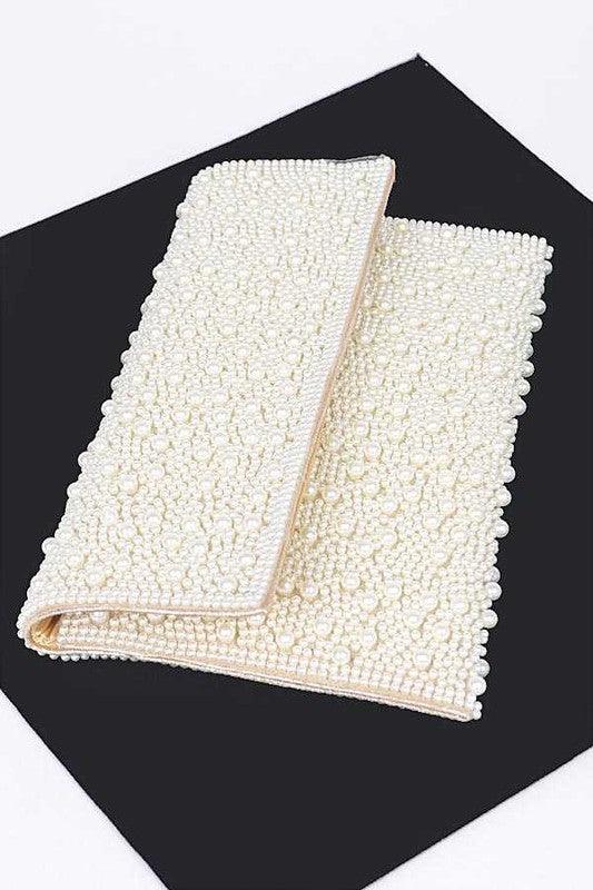 Versatile Handbag | Stylish & Functional Pearl Studded Envelope Clutch Bag - Modestly Vogue 