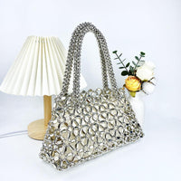 Versatile Handbag | Stylish & Functional Personalized Woven Hollowed Good looking Ceiling Handbag Shiny Handmade Pearl Tote Underarm Bag - Modestly Vogue 