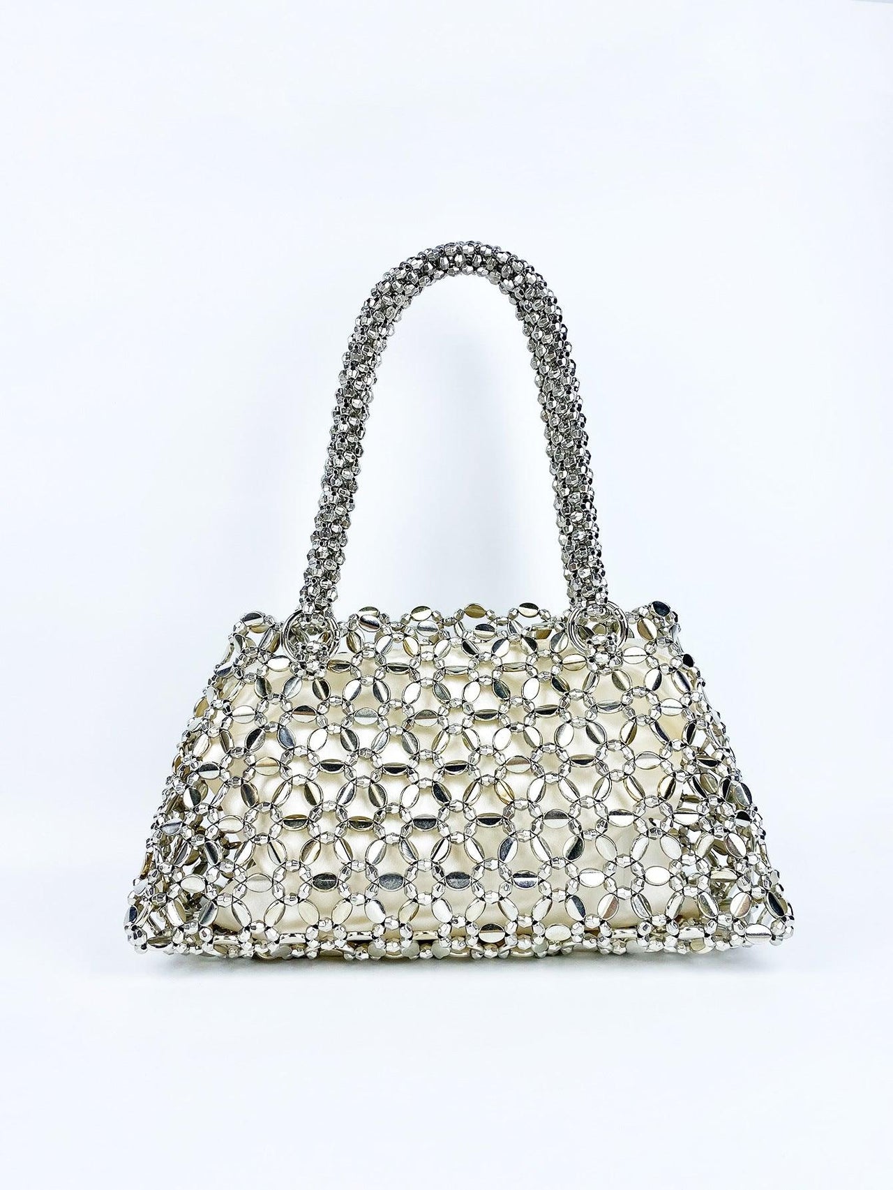 Versatile Handbag | Stylish & Functional Personalized Woven Hollowed Good looking Ceiling Handbag Shiny Handmade Pearl Tote Underarm Bag - Modestly Vogue 