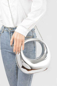 Versatile Handbag | Stylish & Functional Polish Silver Molded Top Handle Box Clutch - Modestly Vogue 