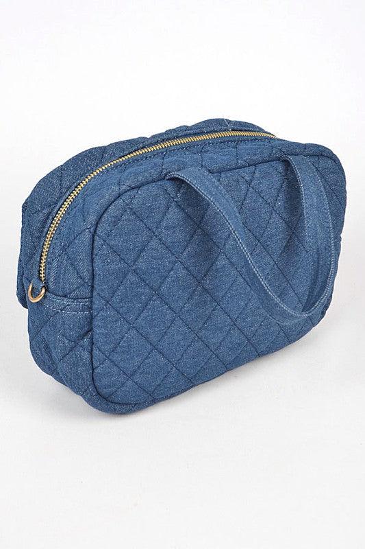 Denim Handbag | Functional Quilted Weekender Gym Bag - Modestly Vogue 