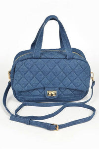 Denim Handbag | Functional Quilted Weekender Gym Bag - Modestly Vogue 