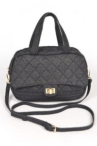 Denim Handbag | Functional Quilted Weekender Gym Bag - Modestly Vogue 