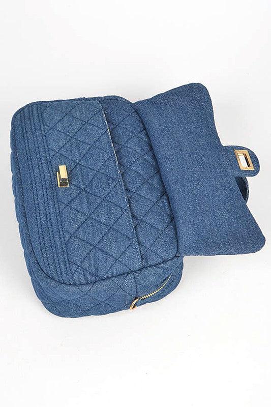 Denim Handbag | Functional Quilted Weekender Gym Bag - Modestly Vogue 