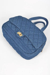 Denim Handbag | Functional Quilted Weekender Gym Bag - Modestly Vogue 