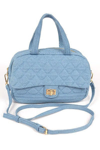 Denim Handbag | Functional Quilted Weekender Gym Bag - Modestly Vogue 