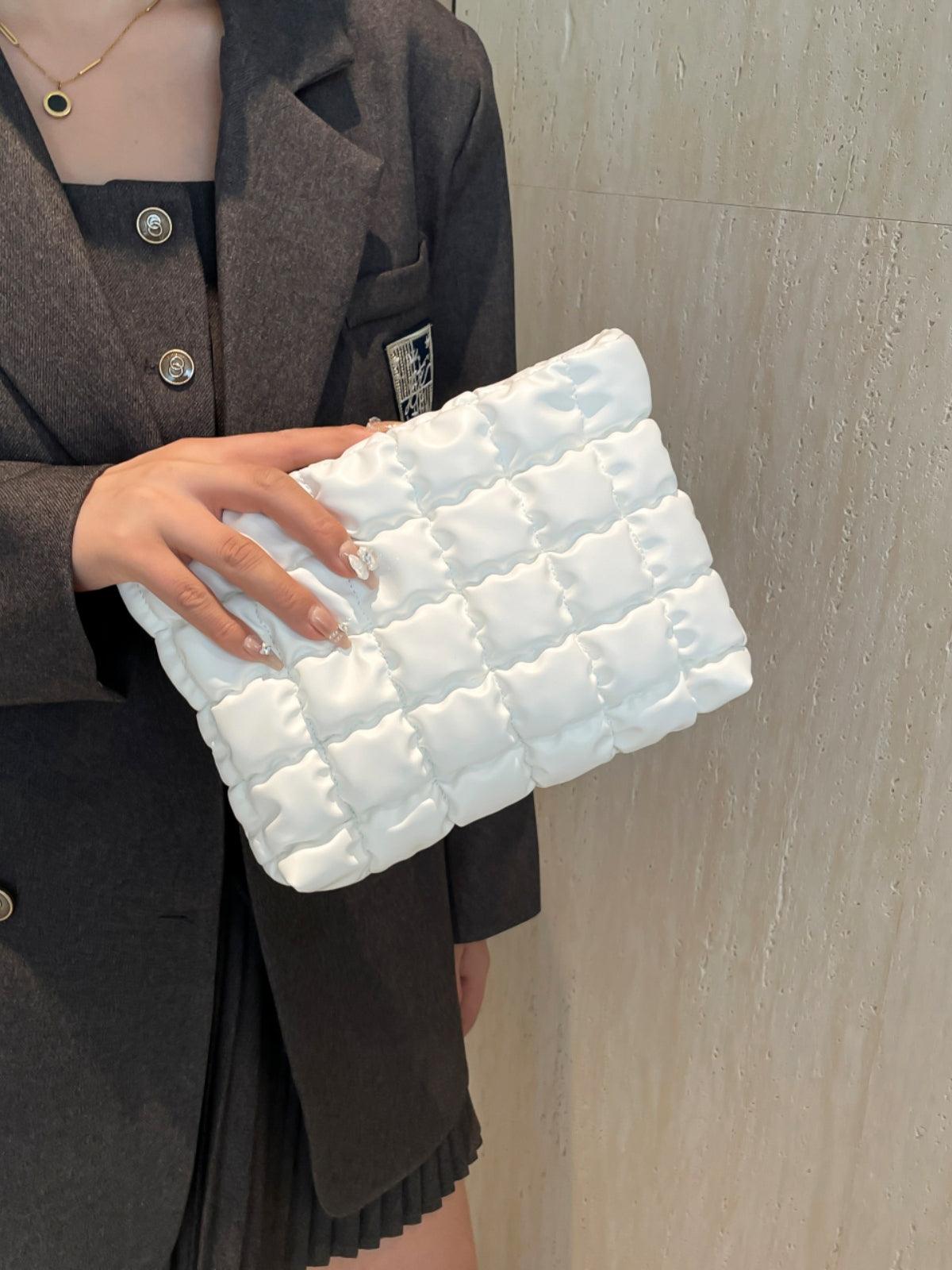 Versatile Handbag | Stylish & Functional Quilted Plaid Clutch with Zipper - Modestly Vogue 