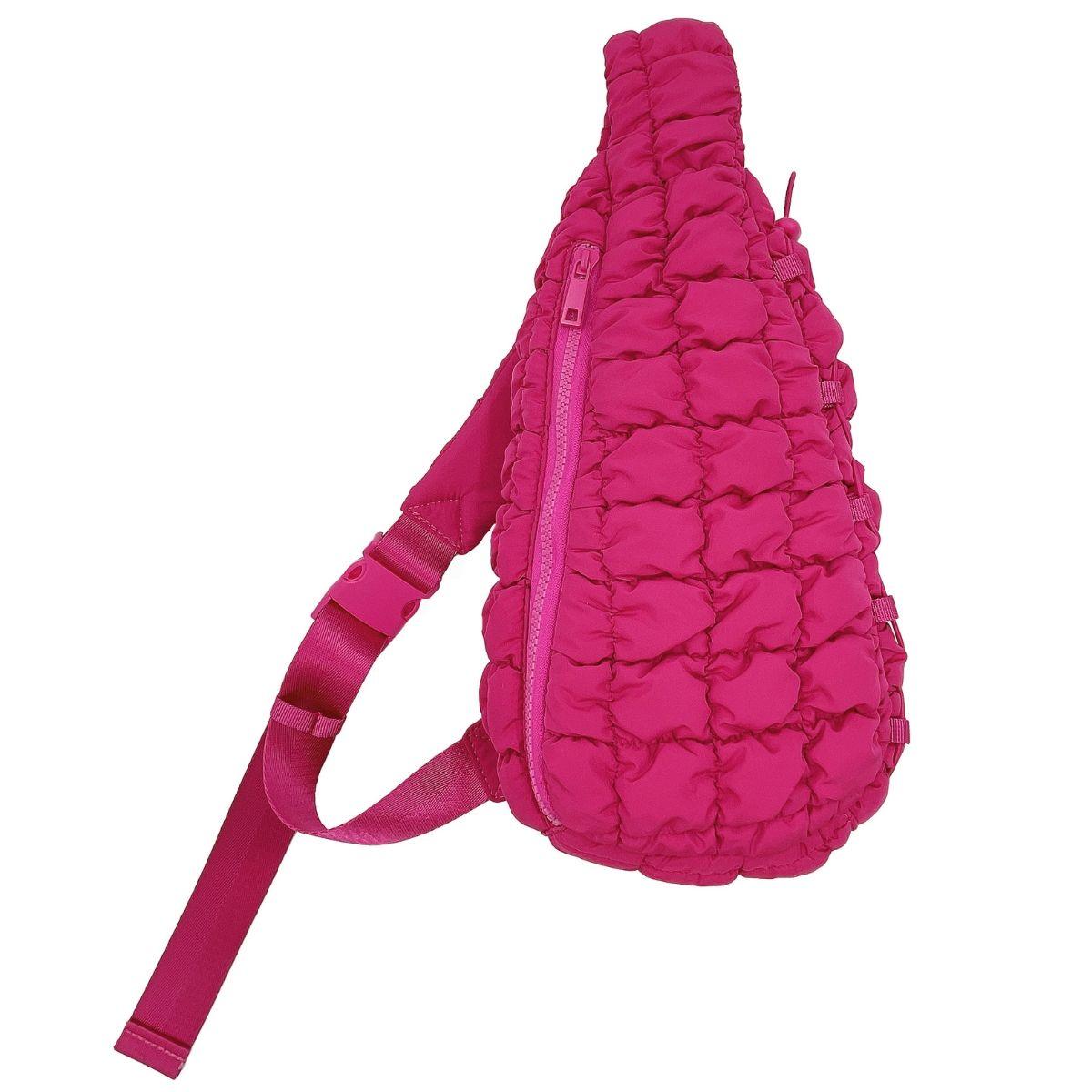 Versatile Handbag | Stylish & Functional Quilted Sling Bag Fuchsia Crossbody Bag for Women - Modestly Vogue 